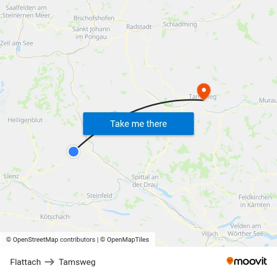 Flattach to Tamsweg map