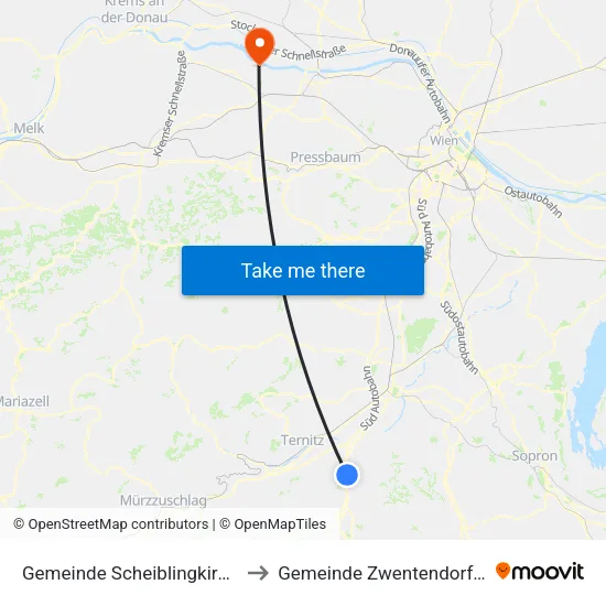 Gemeinde Scheiblingkirchen-Thernberg to Gemeinde Zwentendorf An Der Donau map