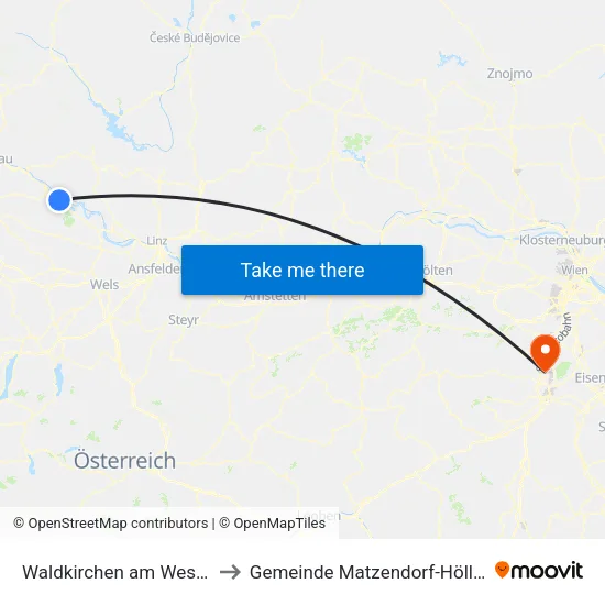 Waldkirchen am Wesen to Gemeinde Matzendorf-Hölles map