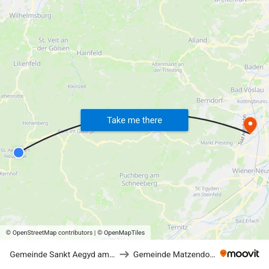 Gemeinde Sankt Aegyd am Neuwalde to Gemeinde Matzendorf-Hölles map