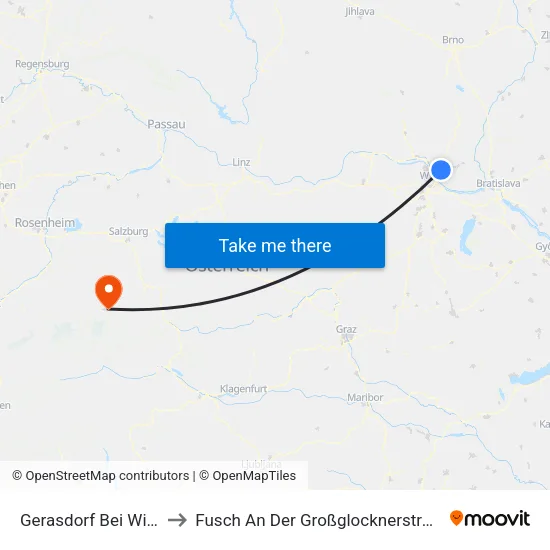 Gerasdorf Bei Wien to Fusch An Der Großglocknerstraße map
