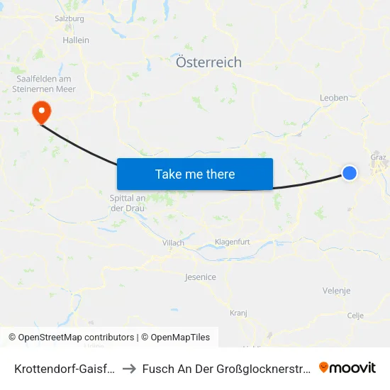 Krottendorf-Gaisfeld to Fusch An Der Großglocknerstraße map