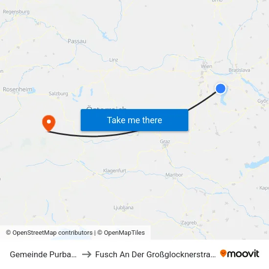 Gemeinde Purbach to Fusch An Der Großglocknerstraße map