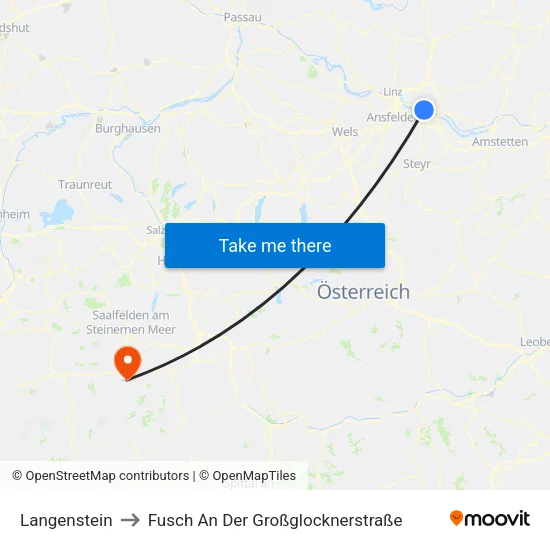 Langenstein to Fusch An Der Großglocknerstraße map