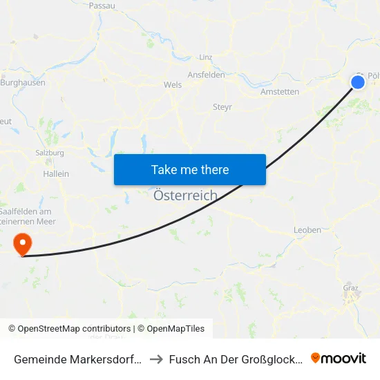 Gemeinde Markersdorf-Haindorf to Fusch An Der Großglocknerstraße map