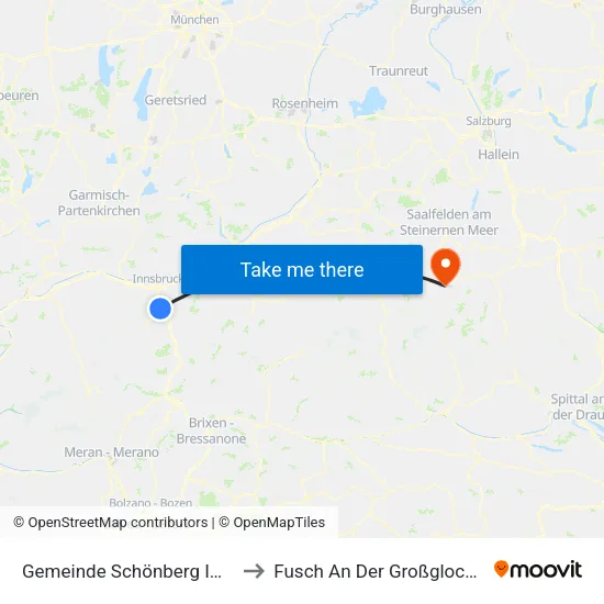 Gemeinde Schönberg Im Stubaital to Fusch An Der Großglocknerstraße map