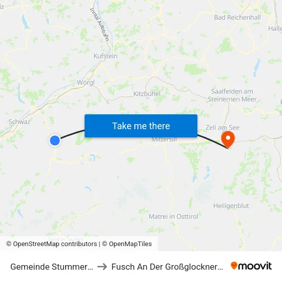 Gemeinde Stummerberg to Fusch An Der Großglocknerstraße map