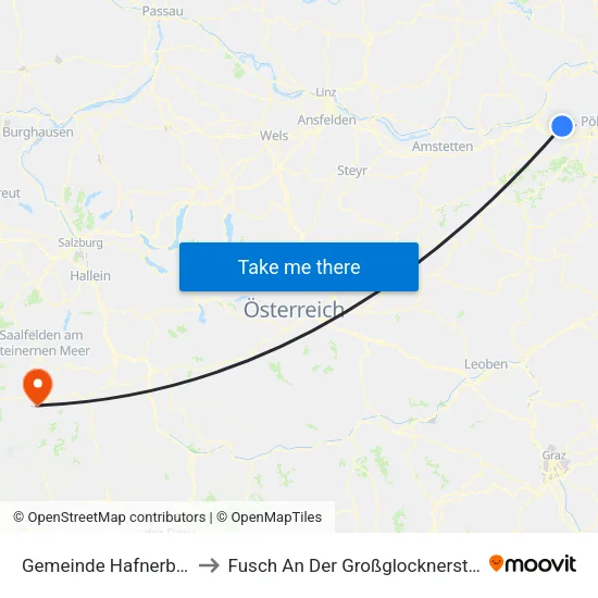 Gemeinde Hafnerbach to Fusch An Der Großglocknerstraße map