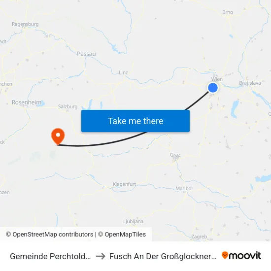 Gemeinde Perchtoldsdorf to Fusch An Der Großglocknerstraße map