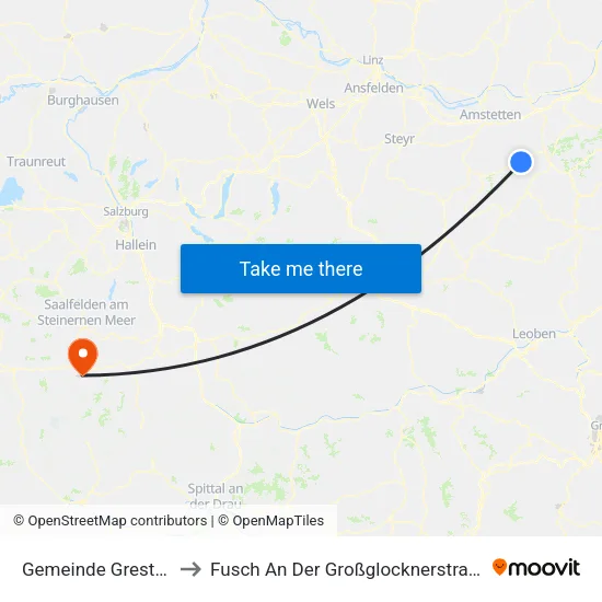 Gemeinde Gresten to Fusch An Der Großglocknerstraße map