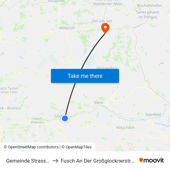 Gemeinde Strassen to Fusch An Der Großglocknerstraße map