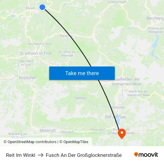 Reit Im Winkl to Fusch An Der Großglocknerstraße map