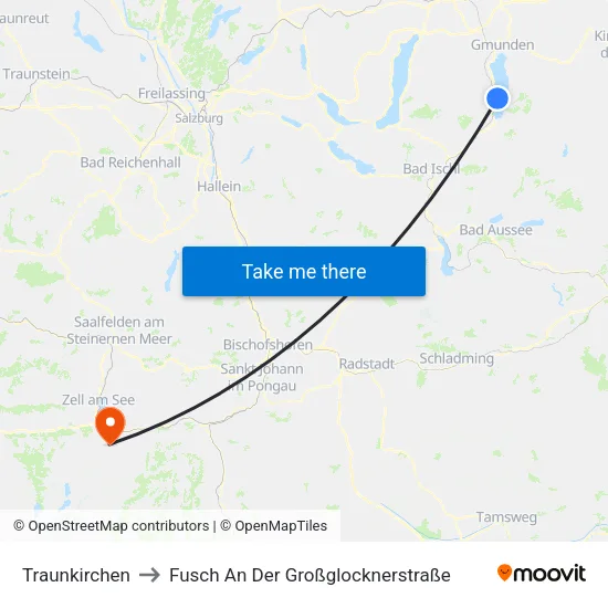 Traunkirchen to Fusch An Der Großglocknerstraße map