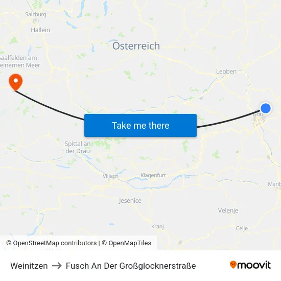 Weinitzen to Fusch An Der Großglocknerstraße map