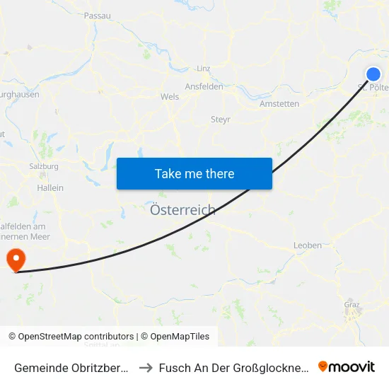 Gemeinde Obritzberg-Rust to Fusch An Der Großglocknerstraße map