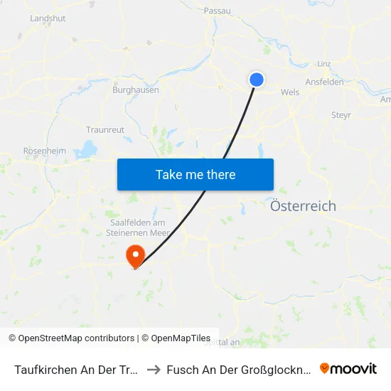 Taufkirchen An Der Trattnach to Fusch An Der Großglocknerstraße map
