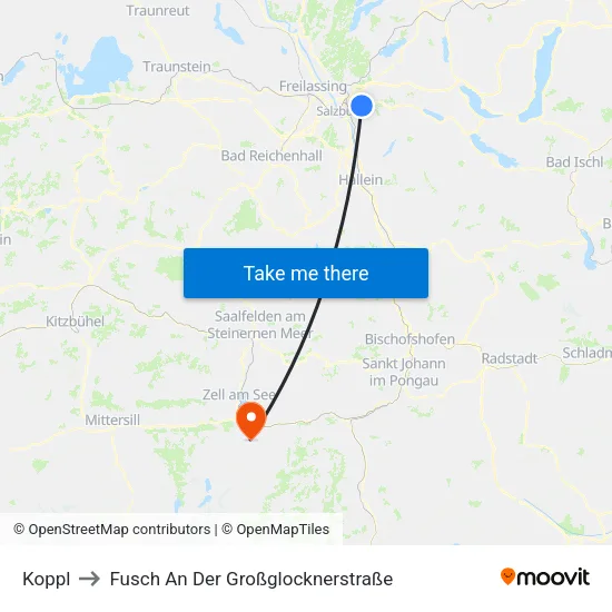 Koppl to Fusch An Der Großglocknerstraße map