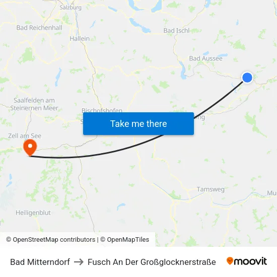 Bad Mitterndorf to Fusch An Der Großglocknerstraße map