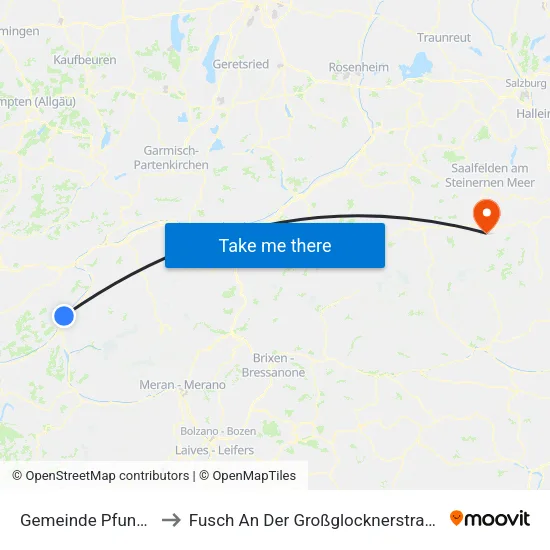 Gemeinde Pfunds to Fusch An Der Großglocknerstraße map
