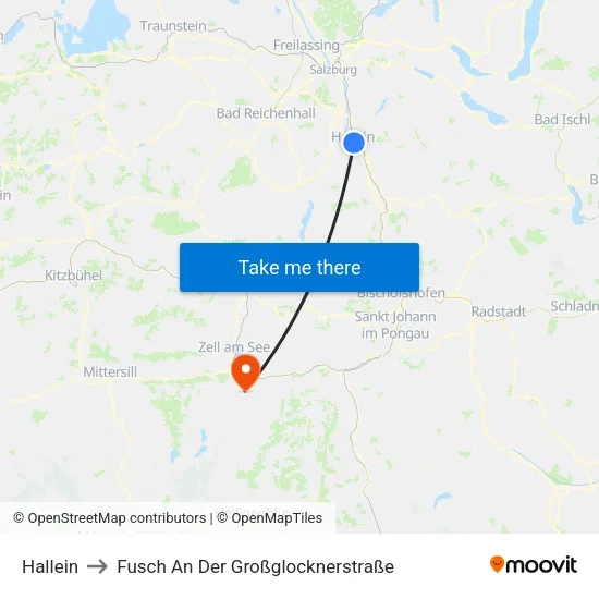 Hallein to Fusch An Der Großglocknerstraße map