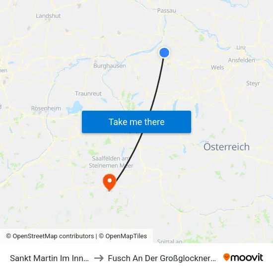 Sankt Martin Im Innkreis to Fusch An Der Großglocknerstraße map