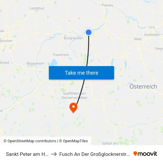 Sankt Peter am Hart to Fusch An Der Großglocknerstraße map