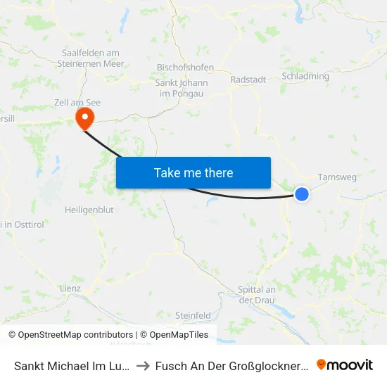 Sankt Michael Im Lungau to Fusch An Der Großglocknerstraße map