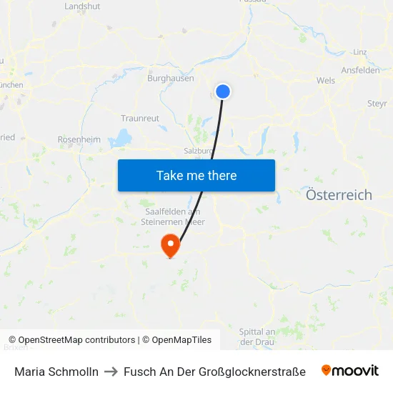 Maria Schmolln to Fusch An Der Großglocknerstraße map