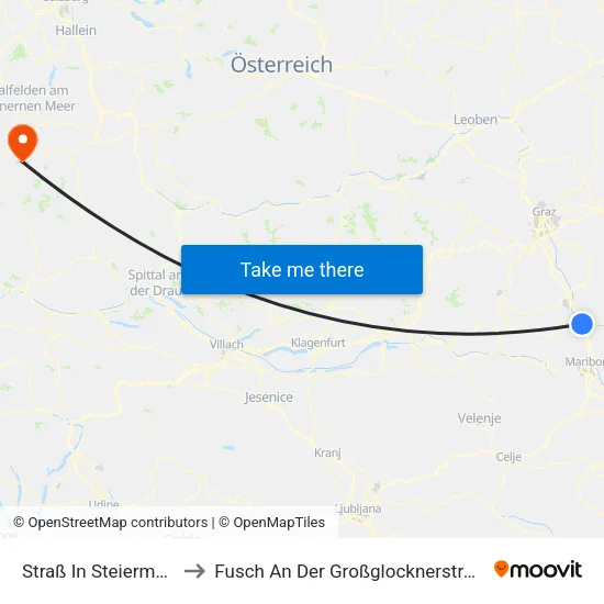 Straß In Steiermark to Fusch An Der Großglocknerstraße map
