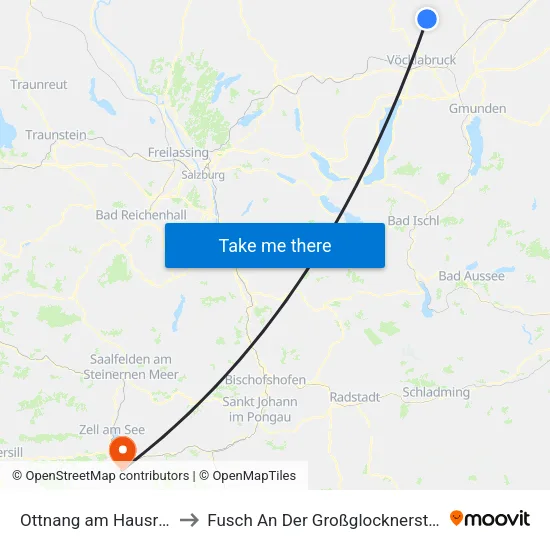 Ottnang am Hausruck to Fusch An Der Großglocknerstraße map