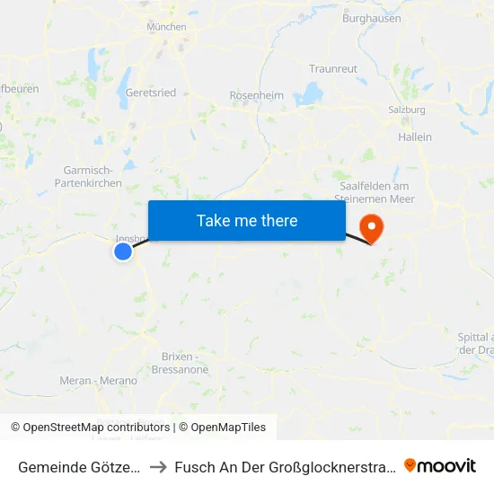 Gemeinde Götzens to Fusch An Der Großglocknerstraße map