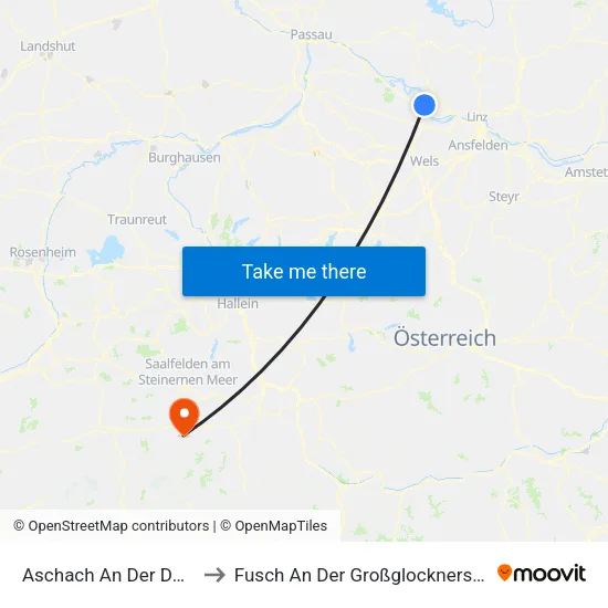 Aschach An Der Donau to Fusch An Der Großglocknerstraße map