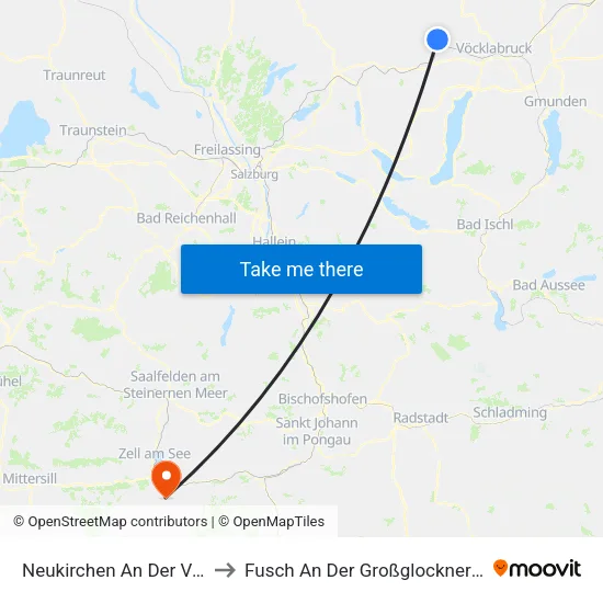 Neukirchen An Der Vöckla to Fusch An Der Großglocknerstraße map