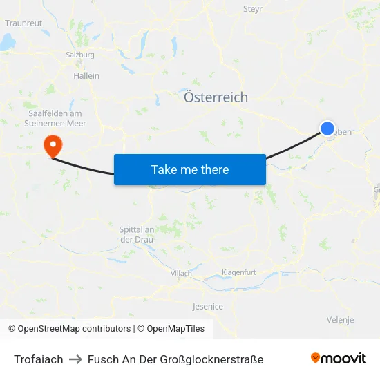 Trofaiach to Fusch An Der Großglocknerstraße map