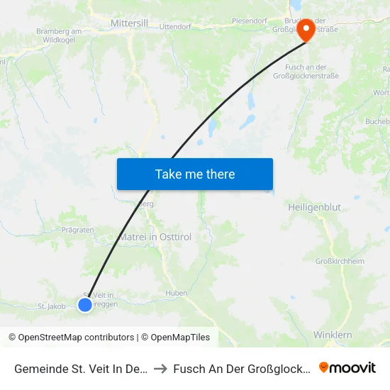Gemeinde St. Veit In Defereggen to Fusch An Der Großglocknerstraße map