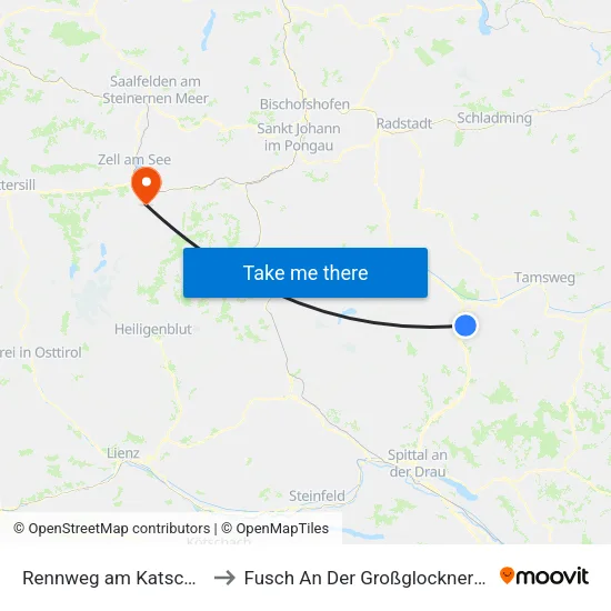 Rennweg am Katschberg to Fusch An Der Großglocknerstraße map