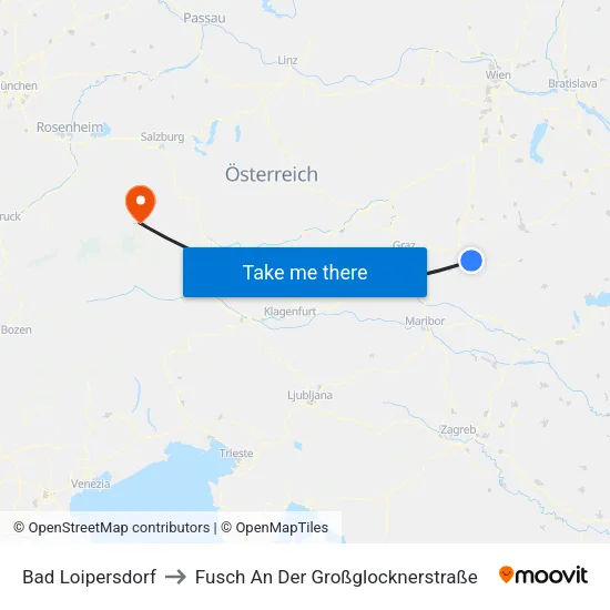 Bad Loipersdorf to Fusch An Der Großglocknerstraße map
