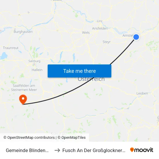Gemeinde Blindenmarkt to Fusch An Der Großglocknerstraße map