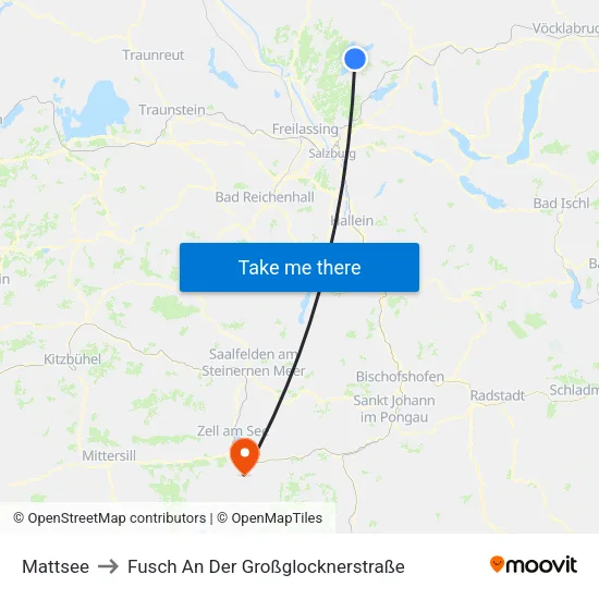 Mattsee to Fusch An Der Großglocknerstraße map