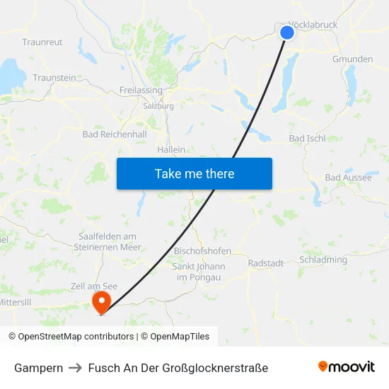 Gampern to Fusch An Der Großglocknerstraße map