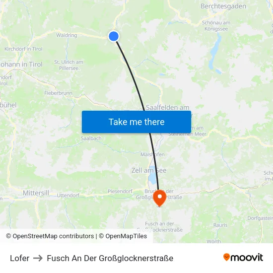 Lofer to Fusch An Der Großglocknerstraße map