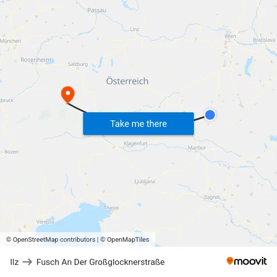 Ilz to Fusch An Der Großglocknerstraße map