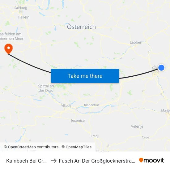 Kainbach Bei Graz to Fusch An Der Großglocknerstraße map