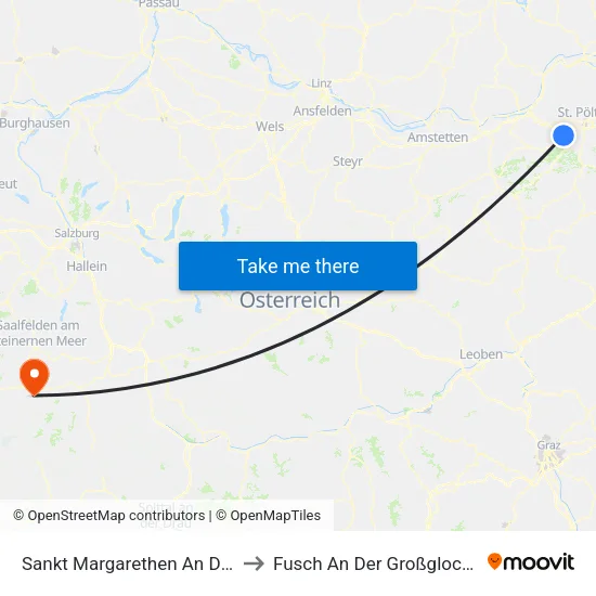 Sankt Margarethen An Der Sierning to Fusch An Der Großglocknerstraße map