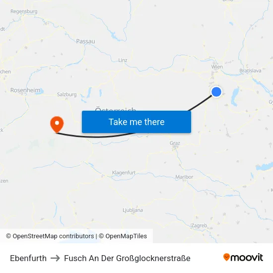 Ebenfurth to Fusch An Der Großglocknerstraße map