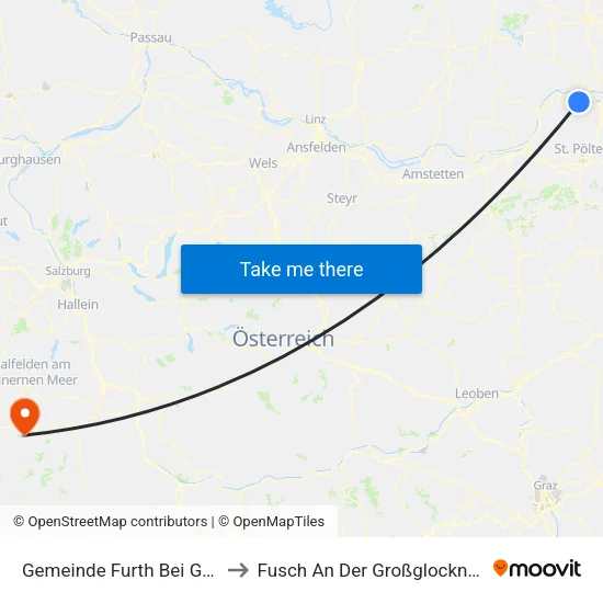 Gemeinde Furth Bei Göttweig to Fusch An Der Großglocknerstraße map