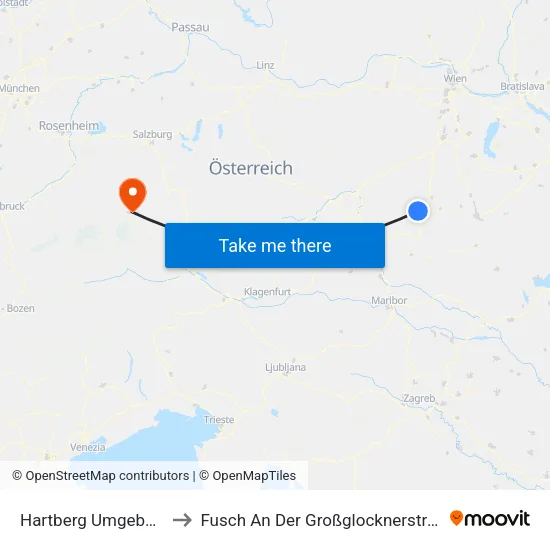 Hartberg Umgebung to Fusch An Der Großglocknerstraße map