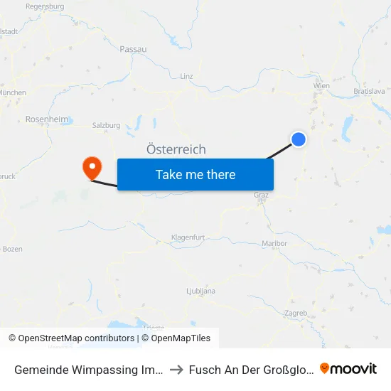 Gemeinde Wimpassing Im Schwarzatale to Fusch An Der Großglocknerstraße map