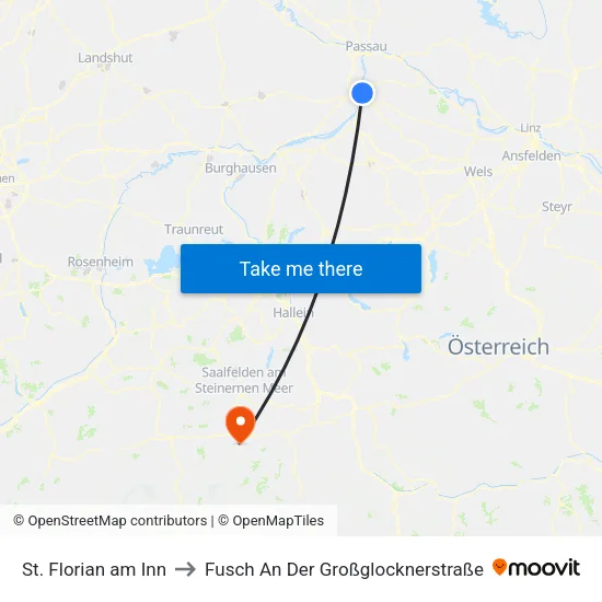 St. Florian am Inn to Fusch An Der Großglocknerstraße map