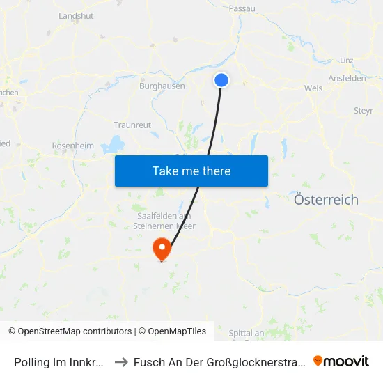 Polling Im Innkreis to Fusch An Der Großglocknerstraße map